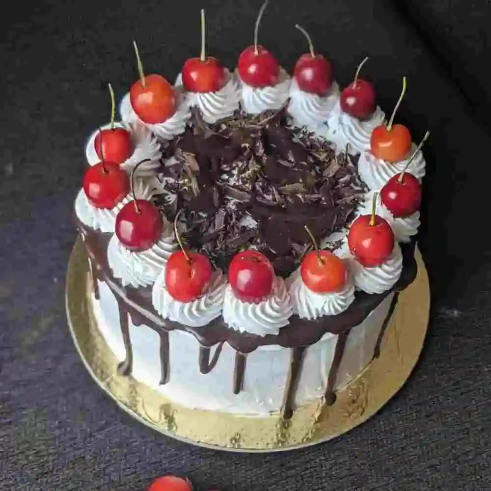 Black Forest Cake Topped with Cherries